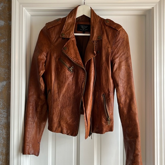 Zara Cognac Leather Jacket - Picture 3 of 6